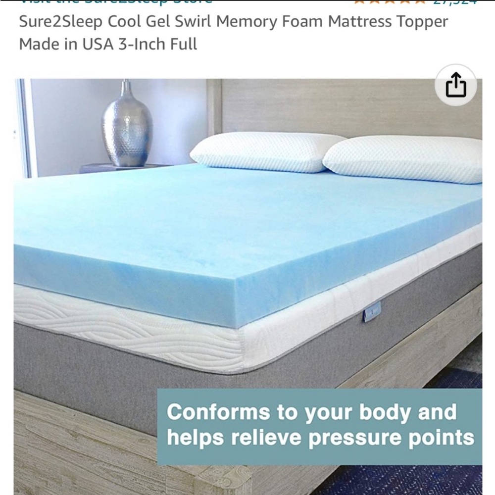 Cool gel swirl memory foam mattress topper